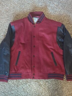 JR Stone Letterman Jacket Maroon And Black